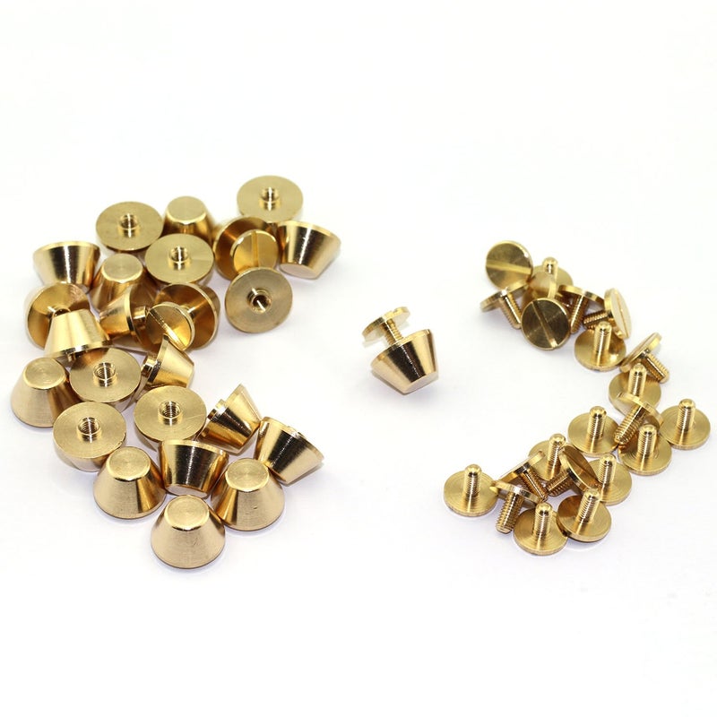 LQ Industrial 25-Pack 1/2" Purse Handbag Feet Nailhead Flat Stud Solid Brass Screw-Back Spike Metal Cone Studs Rivet Leather Craft DIY - Image 3